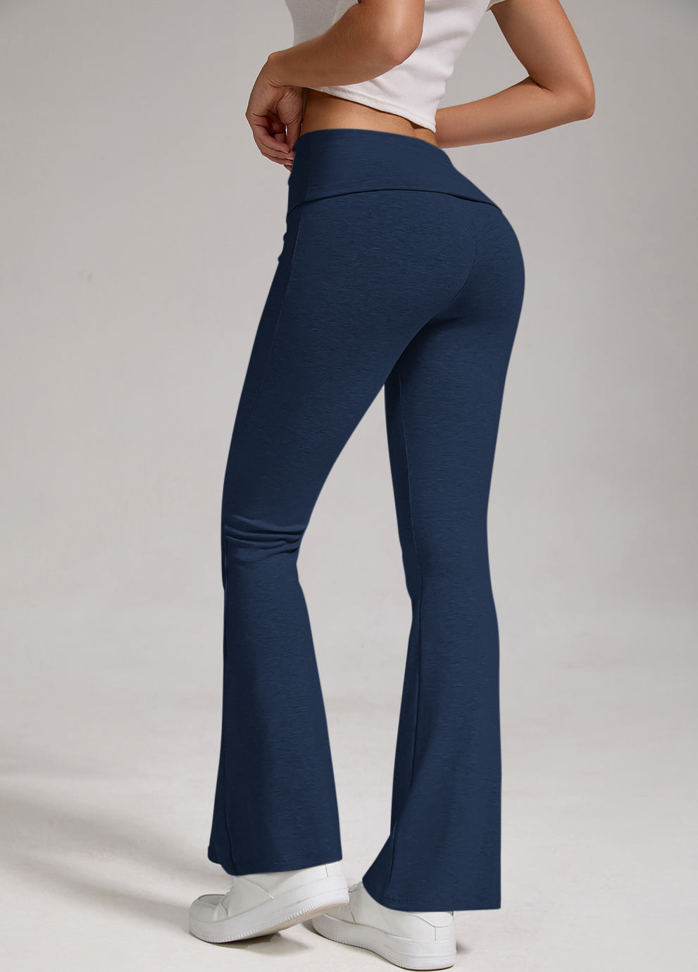 Low-or-High Waist Flared (Wide-Leg) Pants with Foldover Waistband