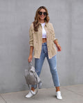 Ripped Button Jacket with Chest Pockets