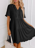 V-Neck Short Sleeve A-Line Dress