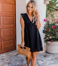 V-neck Sleeveless A-line Lace Dress with Pockets